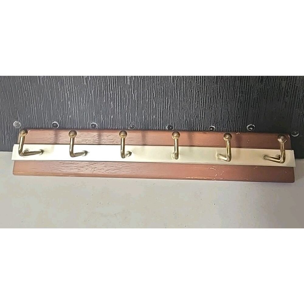Vintage Wooden Belt Tie Scarf Holder 6 Hooks